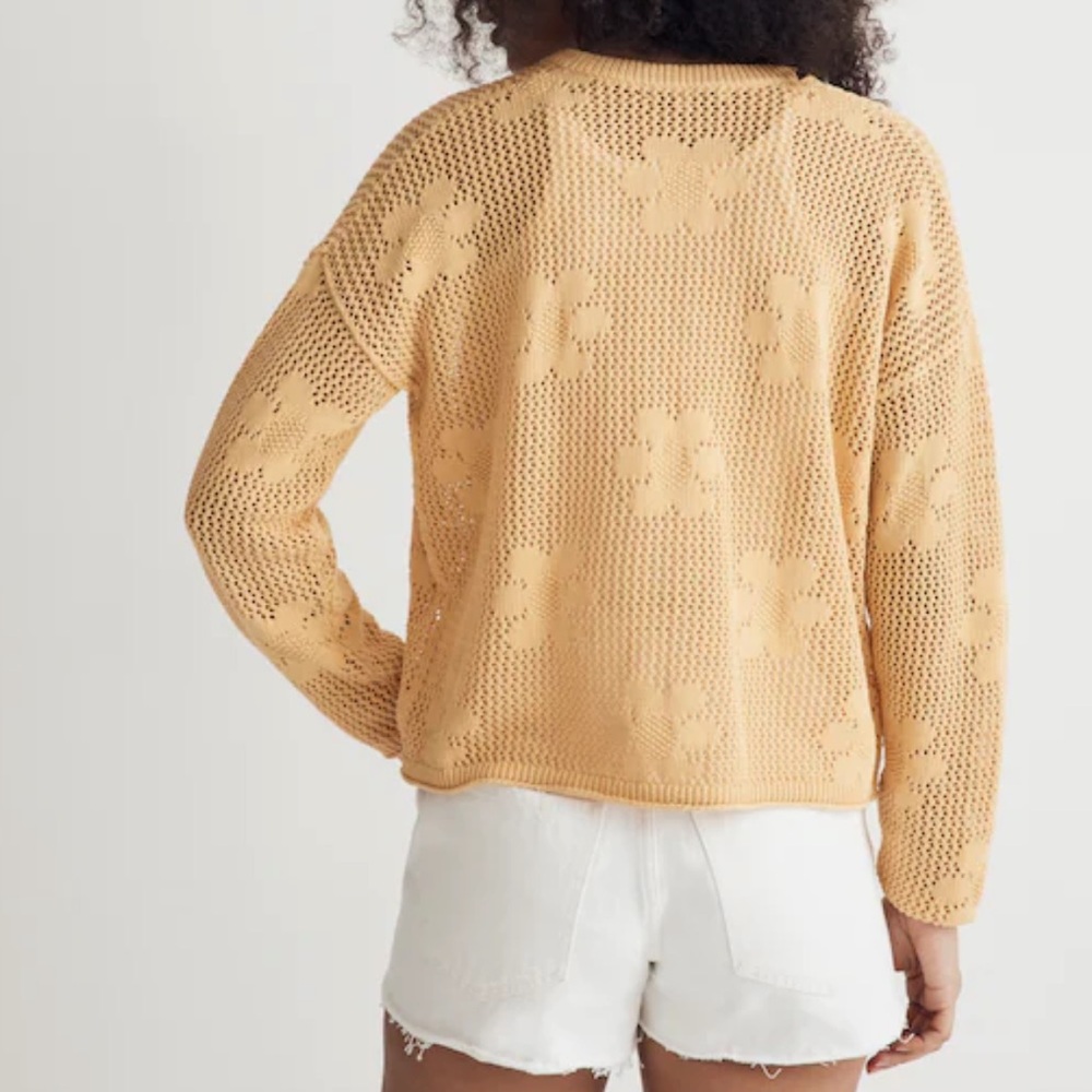 Madewell Floral Open Stitch cardigan in Chamomile - Picture 3 of 8